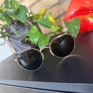Ray-Ban Gold Frame Sunglasses with Black Lenses